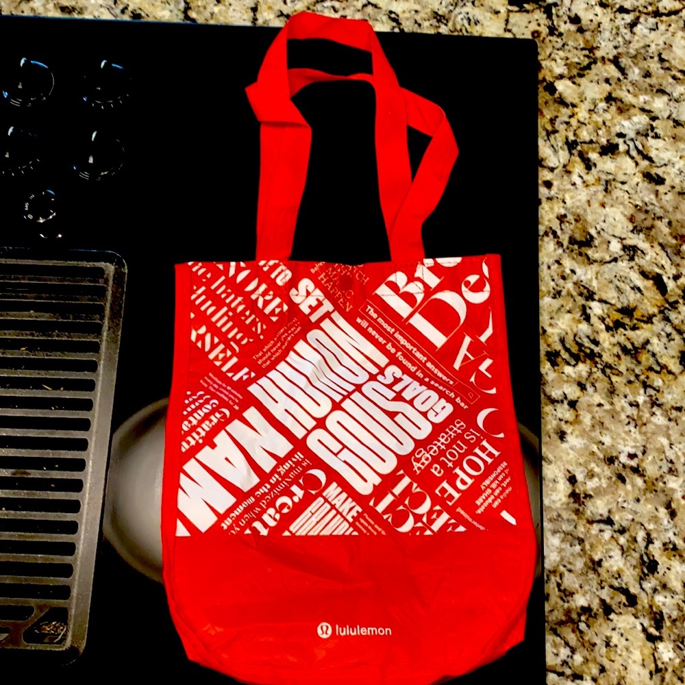 Red Lululemon tote bag